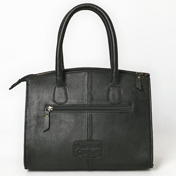 ADBG1733 American Darling Western Leather Tote Bag with Hand Tooled Floral Carving & Buck Stitched Detail