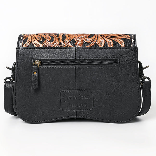 ADBG1734 American Darling Western Leather Small Cross body Bag with Hand Tooled Floral Carving