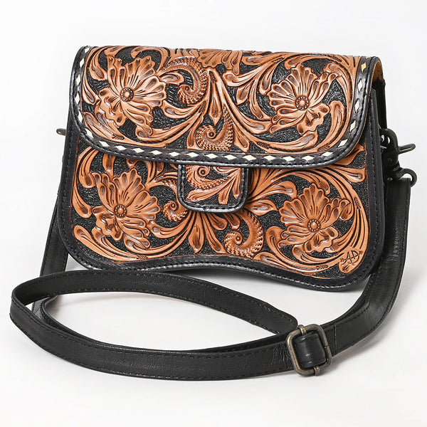 ADBG1734 American Darling Western Leather Small Cross body Bag with Hand Tooled Floral Carving