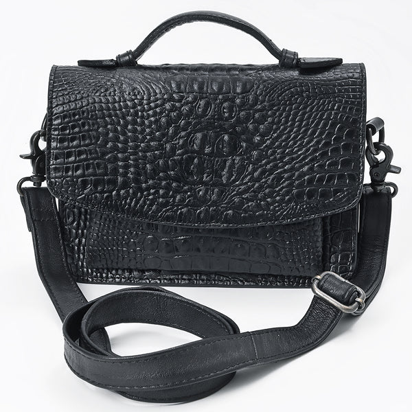 ADBG1735 American Darling Western Small Cross body Bag in Crocodile Embossed Full Grain Leather