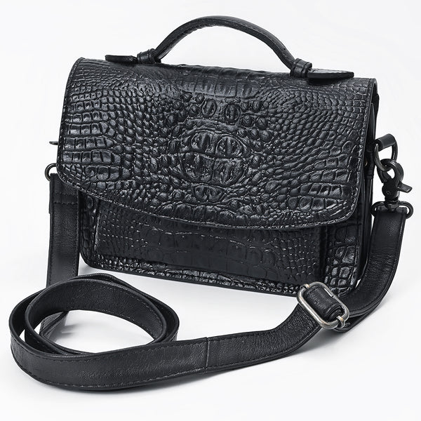 ADBG1735 American Darling Western Small Cross body Bag in Crocodile Embossed Full Grain Leather