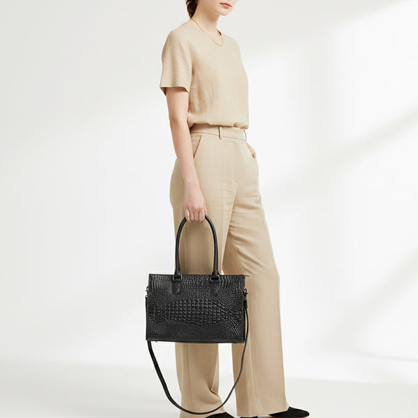 ADBG1737 American Darling Crocodile Embossed Western Leather Tote Bag
