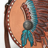 ADBG1740 American Darling Western Leather Canteen Bag with Hand Tooled Headdress & Buck Stitched Detail