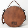ADBG1740 American Darling Western Leather Canteen Bag with Hand Tooled Headdress & Buck Stitched Detail