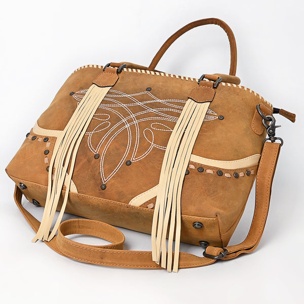 ADBG1743 American Darling Western Leather Cross body Bag with Boot Stitching and Fringes