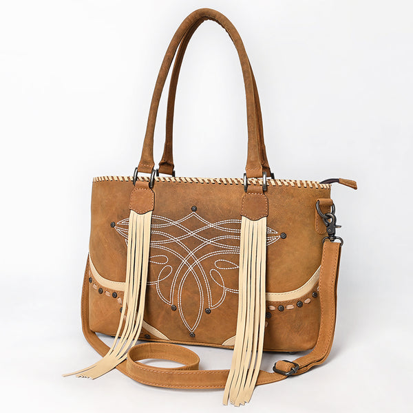 ADBG1743 American Darling Western Leather Cross body Bag with Boot Stitching and Fringes