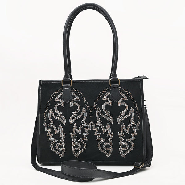 ADBG1744 American Darling Western Tote Bag in Boot Stitched Genuine Suede and Full Grain Leather