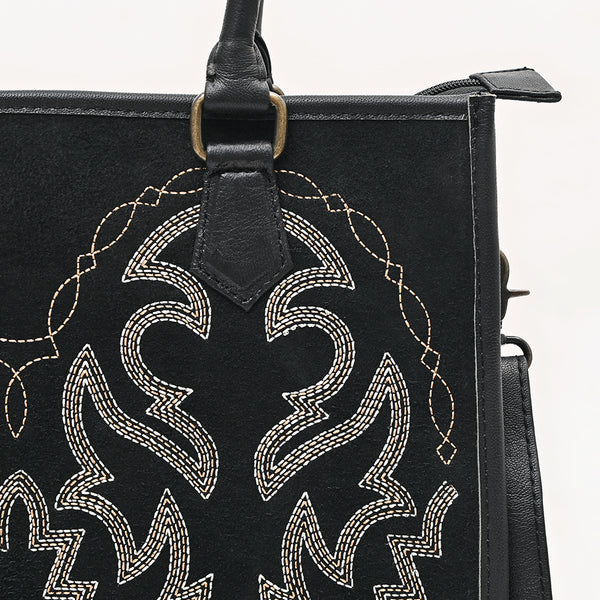 ADBG1744 American Darling Western Tote Bag in Boot Stitched Genuine Suede and Full Grain Leather