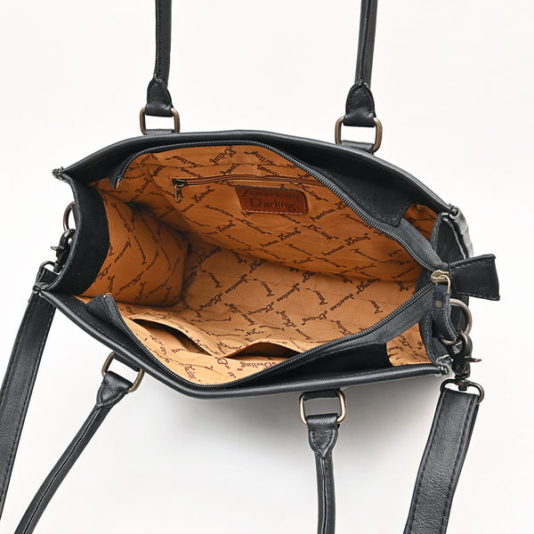 ADBG1744 American Darling Western Tote Bag in Boot Stitched Genuine Suede and Full Grain Leather