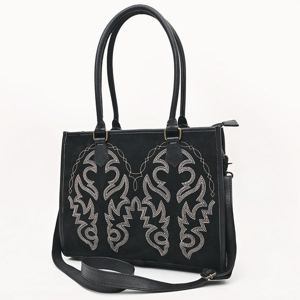 ADBG1744 American Darling Western Tote Bag in Boot Stitched Genuine Suede and Full Grain Leather