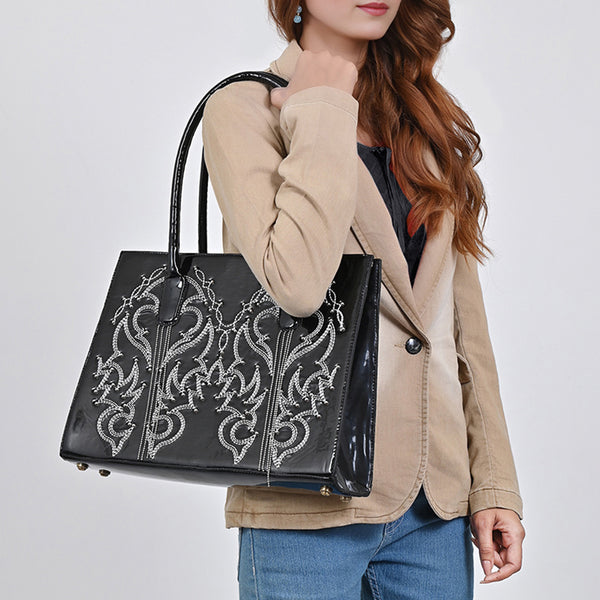 ADBGA800 American Darling Handcrafted Genuine Leather Tote Bag with Embroidery