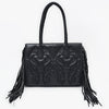 ADBGA801 Genuine Leather Western Embossed Boho Fringe Shoulder Tote Handbag