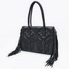 ADBGA801 Genuine Leather Western Embossed Boho Fringe Shoulder Tote Handbag