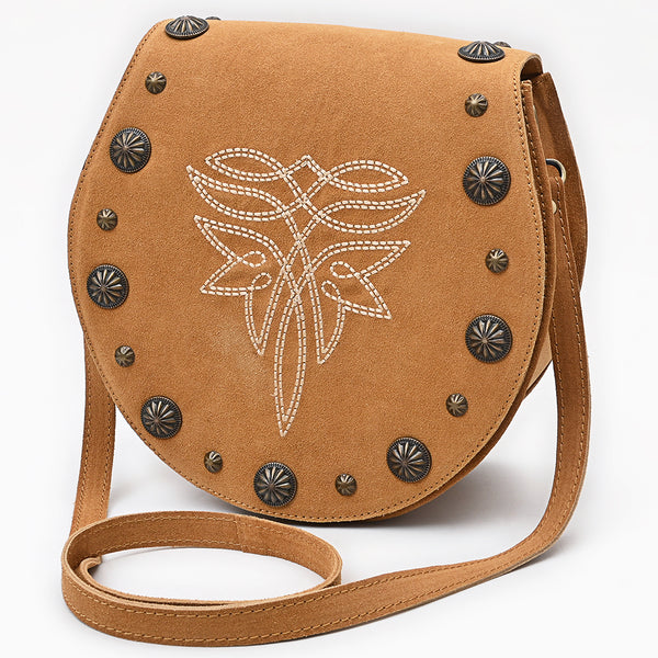 ADBGA802 American Darling Boot Stitched Suede Leather Cross body Bag with Concho