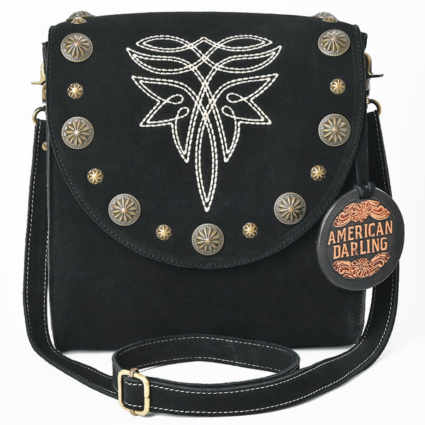 ADBGA803 American Darling Boot Stitched Suede Leather Cross body Bag with Concho