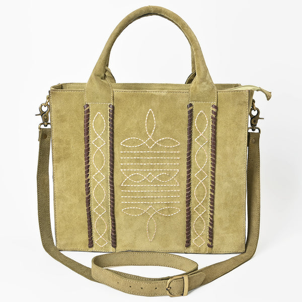 ADBGA607 American Darling Boot Stitched Braided Genuine Suede Leather Tote Bag
