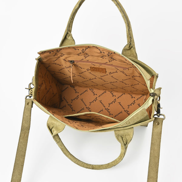 ADBGA607 American Darling Boot Stitched Braided Genuine Suede Leather Tote Bag