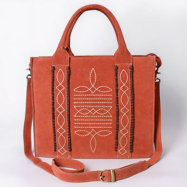 ADBGA607 American Darling Boot Stitched Braided Genuine Suede Leather Tote Bag