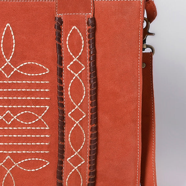 ADBGA607 American Darling Boot Stitched Braided Genuine Suede Leather Tote Bag