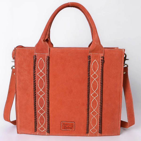 ADBGA607 American Darling Boot Stitched Braided Genuine Suede Leather Tote Bag