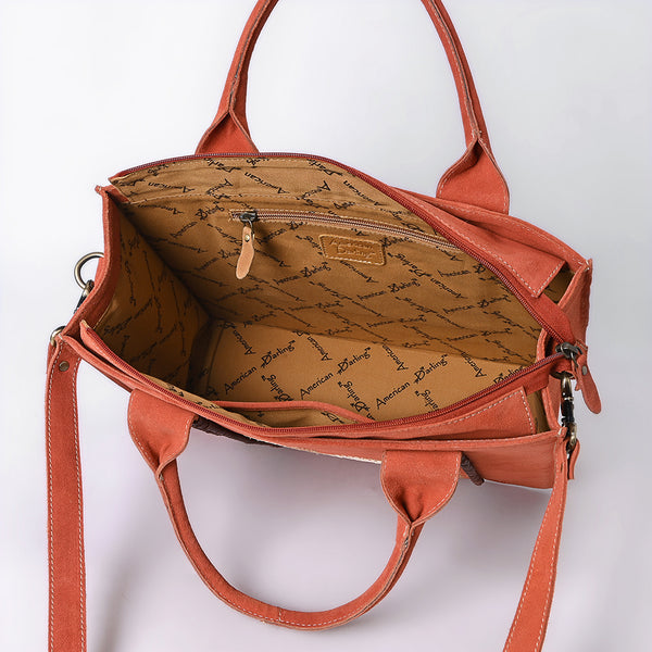 ADBGA607 American Darling Boot Stitched Braided Genuine Suede Leather Tote Bag