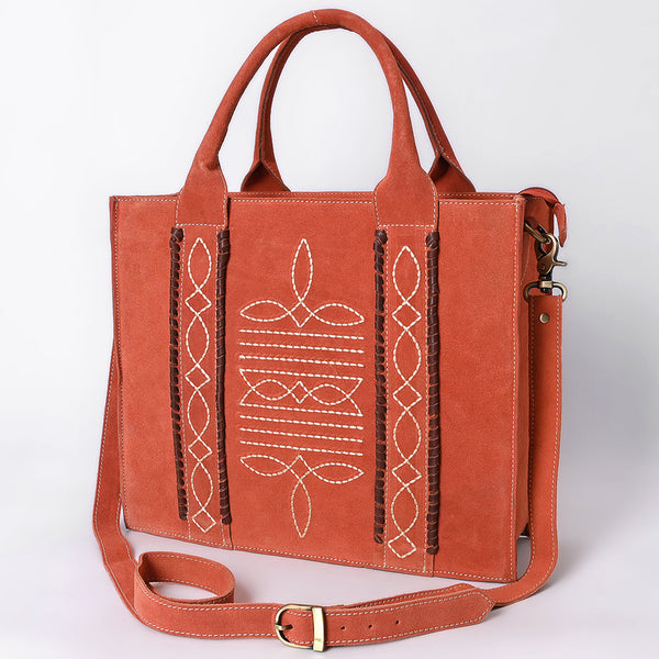 ADBGA607 American Darling Boot Stitched Braided Genuine Suede Leather Tote Bag