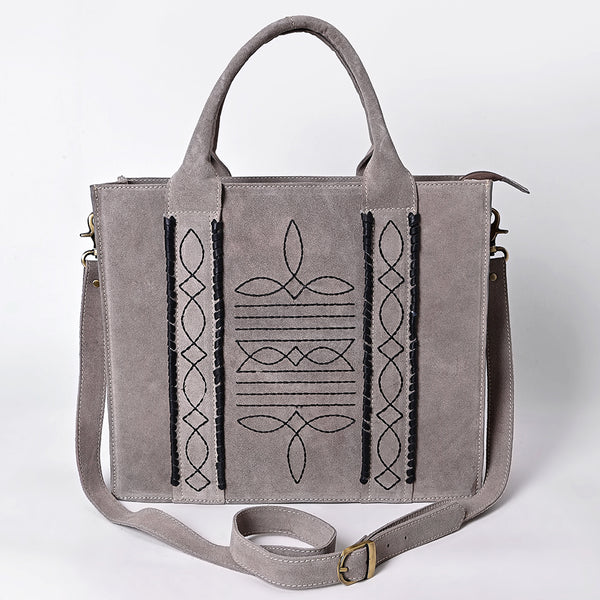 ADBGA607 American Darling Boot Stitched Braided Genuine Suede Leather Tote Bag