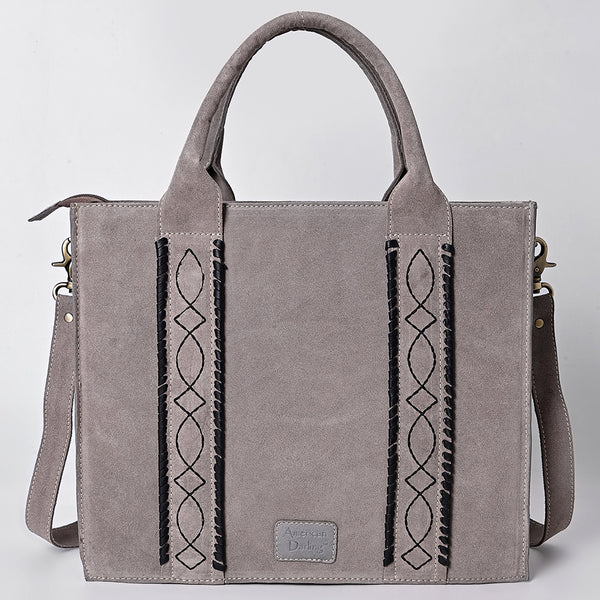 ADBGA607 American Darling Boot Stitched Braided Genuine Suede Leather Tote Bag