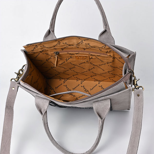 ADBGA607 American Darling Boot Stitched Braided Genuine Suede Leather Tote Bag