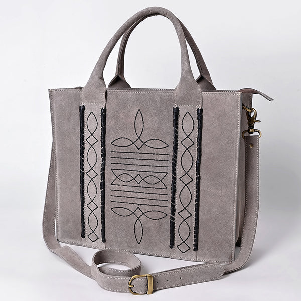 ADBGA607 American Darling Boot Stitched Braided Genuine Suede Leather Tote Bag