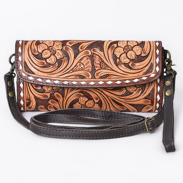 ADBGA808 American Darling Hand Tooled Floral Carved Leather Small Cross body Bag
