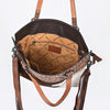 ADBG1748 American Darling Hand Tooled Floral Leather Tote Bag with Hair-On Cowhide and Fringes
