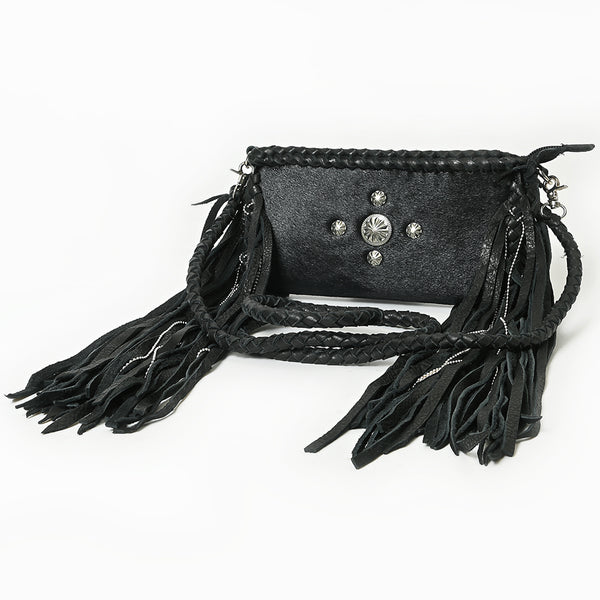 ADBGM277 Mini Fringe Crossbody - Braided Leather & Turquoise Concho