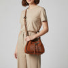 ADBG1749 American Darling Hand Tooled Floral Genuine Suede Crossbody Bag with Boot Stitch and Concho