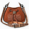 ADBG1749 American Darling Hand Tooled Floral Genuine Suede Crossbody Bag with Boot Stitch and Concho