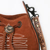 ADBG1749 American Darling Hand Tooled Floral Genuine Suede Crossbody Bag with Boot Stitch and Concho