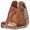 ADBG1749 American Darling Hand Tooled Floral Genuine Suede Crossbody Bag with Boot Stitch and Concho