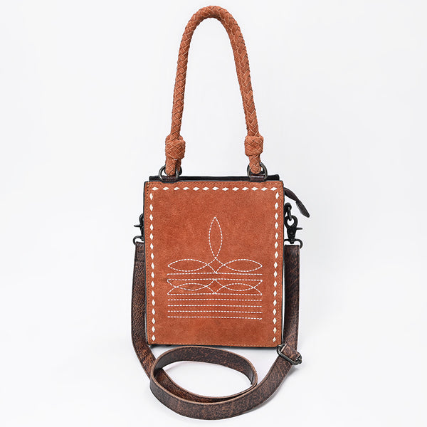 ADBG1750 American Darling Western Genuine Suede Tote Bag with Boot Stitching and Crocodile Embossed Back