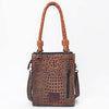 ADBG1750 American Darling Western Genuine Suede Tote Bag with Boot Stitching and Crocodile Embossed Back