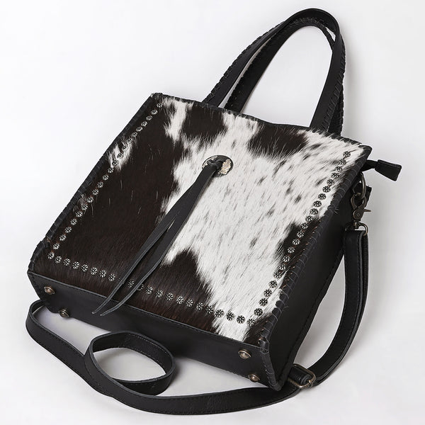 ADBG1751 American Darling Hair-On Cowhide Tote Bag with Braided Handles and Tassels