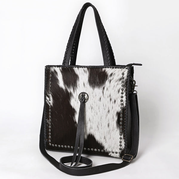 ADBG1751 American Darling Hair-On Cowhide Tote Bag with Braided Handles and Tassels