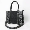 ADBG1753 American Darling Hand Tooled Floral Leather Tote Bag with Damascus Accents and Fringes