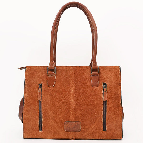 ADBG1755 American Darling Western Genuine Suede Tote Bag with Rivets Embossed Damascus Detailing
