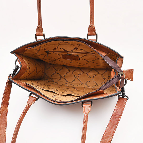 ADBG1755 American Darling Western Genuine Suede Tote Bag with Rivets Embossed Damascus Detailing
