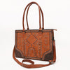 ADBG1755 American Darling Western Genuine Suede Tote Bag with Rivets Embossed Damascus Detailing