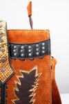 ADBG1756 American Darling Western Genuine Suede Tote Bag with Boot Stitching and Rivet Accents