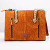 ADBG1756 American Darling Western Genuine Suede Tote Bag with Boot Stitching and Rivet Accents