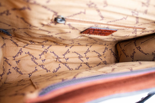 ADBG1756 American Darling Western Genuine Suede Tote Bag with Boot Stitching and Rivet Accents