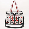 ADBG1757 American Darling Western Rivets Embossed Leather Tote Bag with Handcrafted Detailing