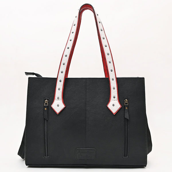 ADBG1757 American Darling Western Rivets Embossed Leather Tote Bag with Handcrafted Detailing